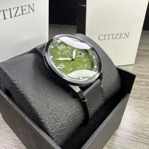 Alternative view of Citizen Avion Eco-Drive Green Dial Leather Men's Watch- AW1735-03X