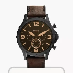 Fossil Nate Brown Leather Chronograph Brown Dial Men's Watch JR1487