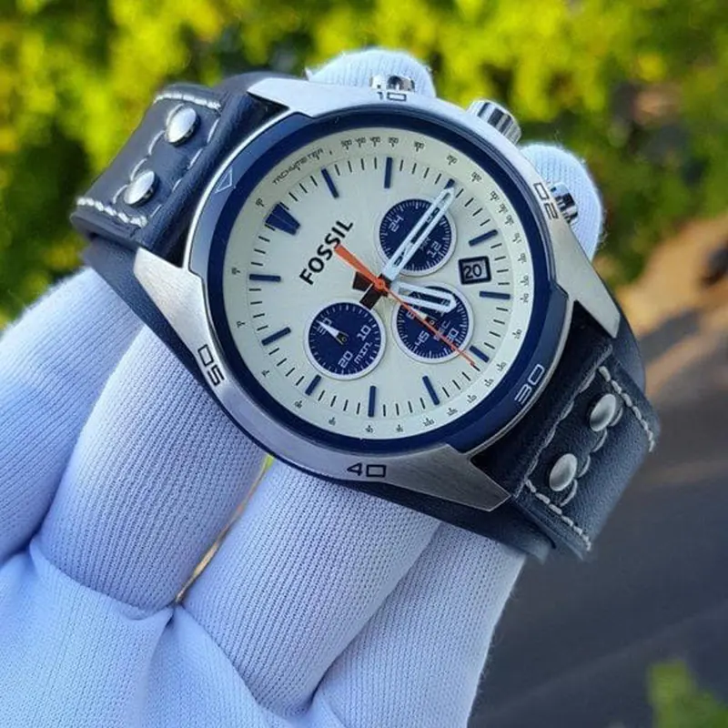 Fossil Coachman Cream Chronograph Dial Leather Men’s Watch- CH3051 - Image 2