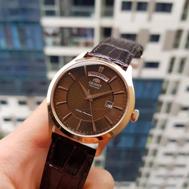 Orient Classic Day Date Brown Dial Automatic Men's Watch- FEV0V002TH - Image 2