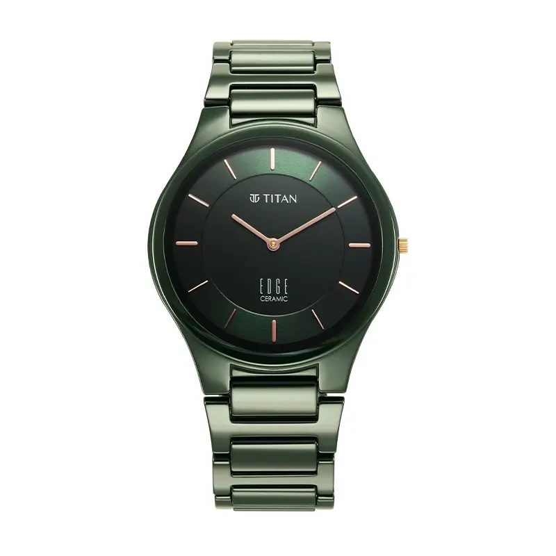 Titan Slimmest Ceramic Green Dial Men’s Watch- 1696QC06