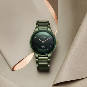 Alternative view of Titan Slimmest Ceramic Green Dial Men’s Watch- 1696QC06