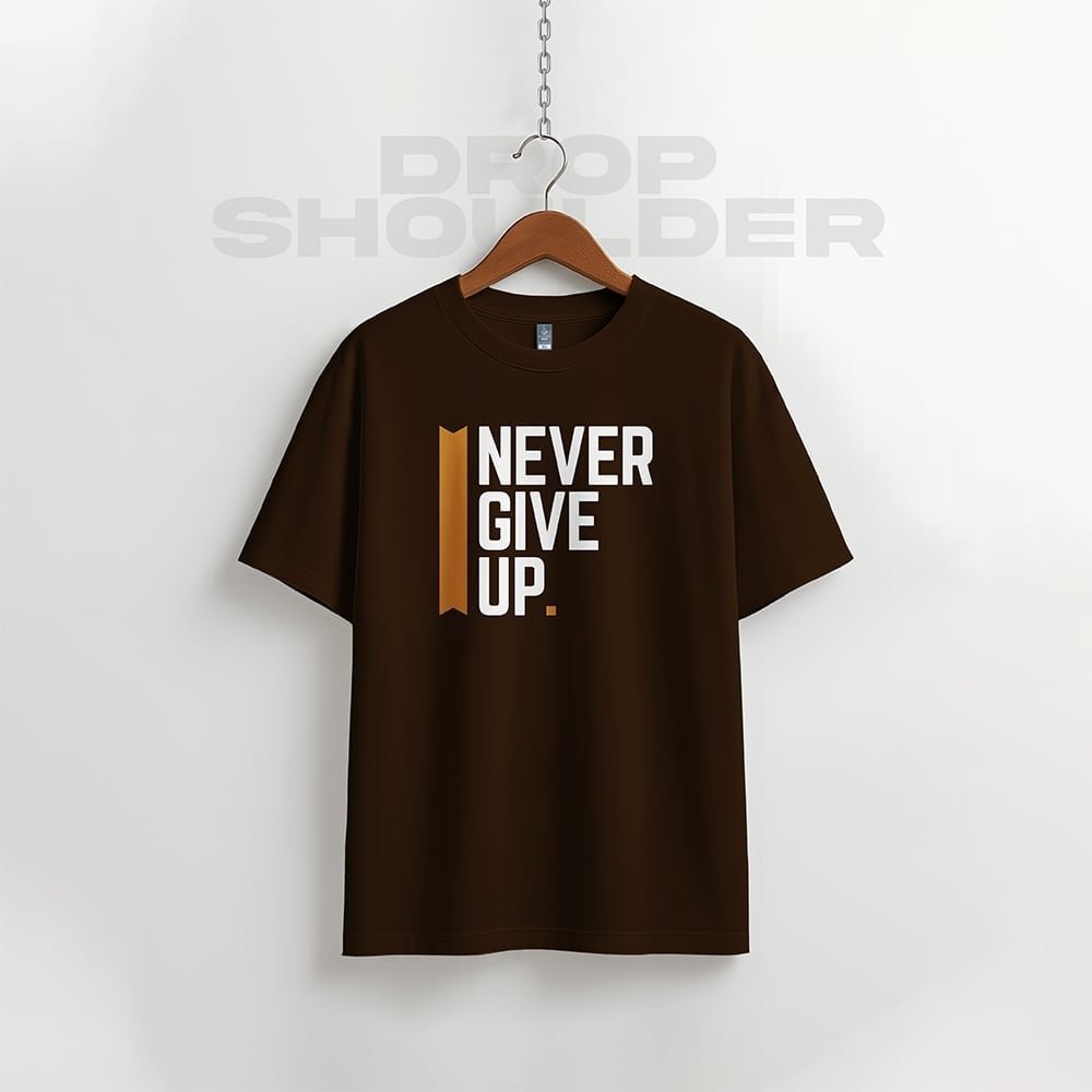 Waffle Drop Shoulder T-shirt - Never Give Up